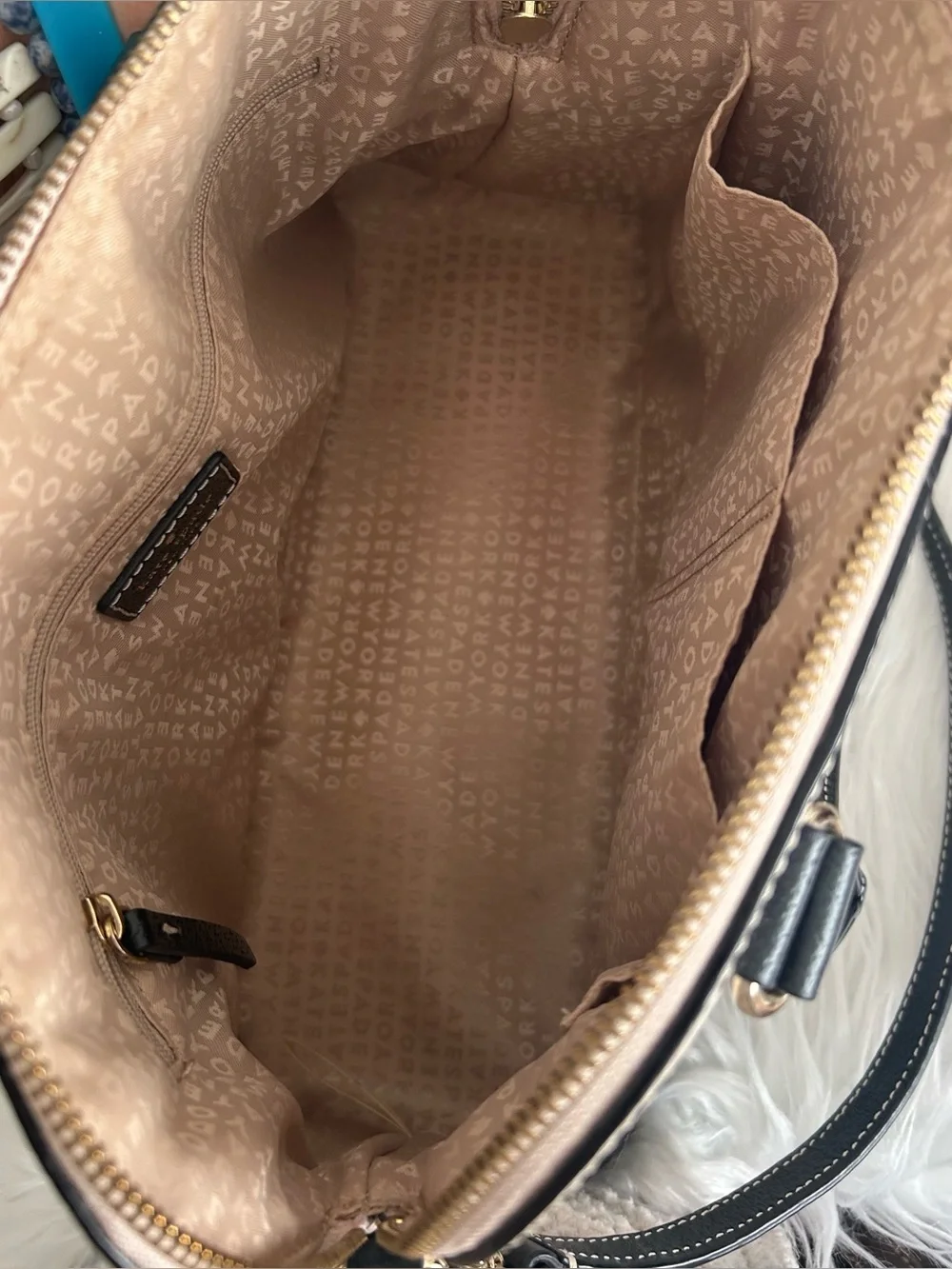 Kate Spade Cream Black Leather Dome Satchel Crossbody Shoulder Bag